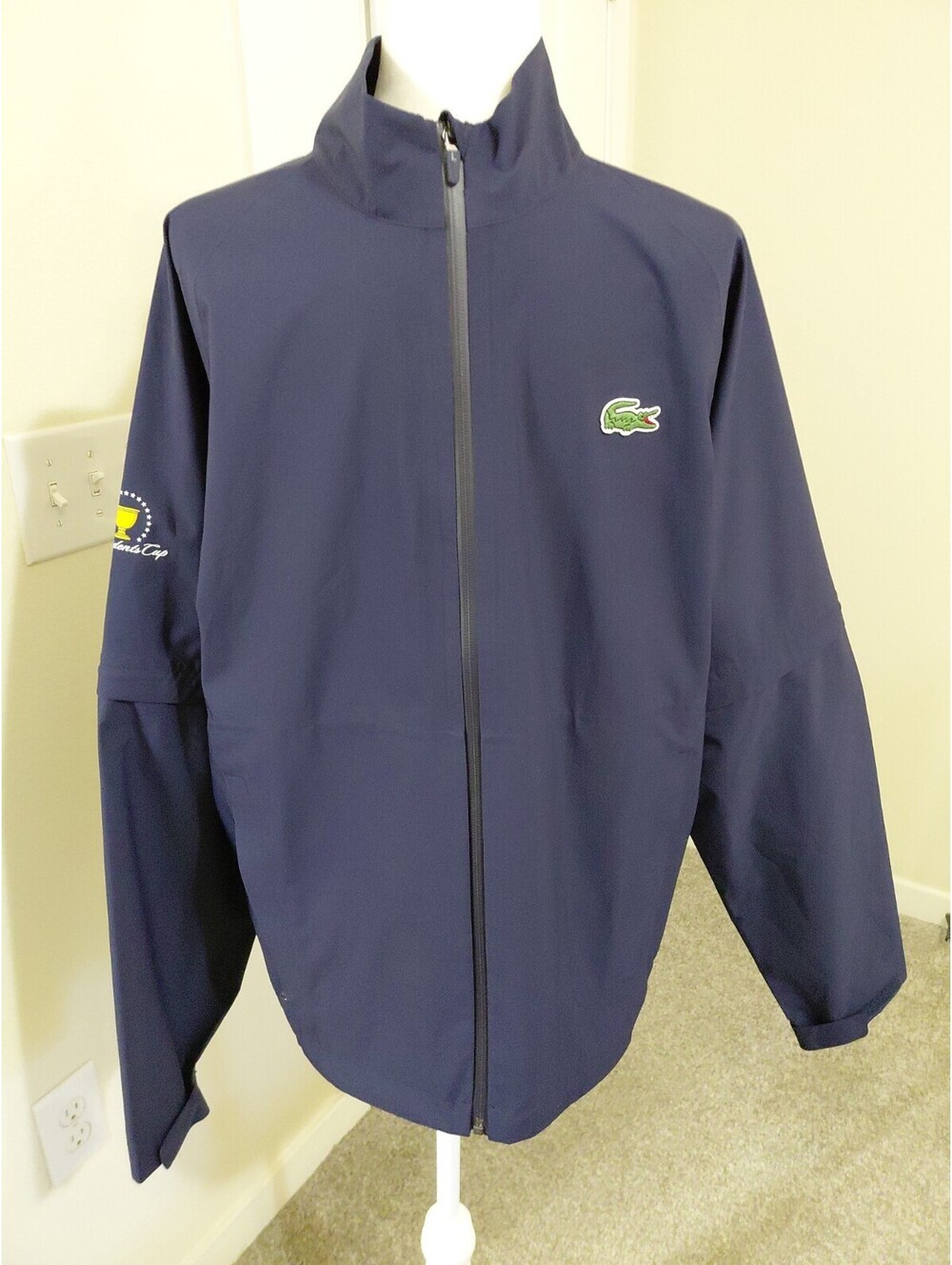 Lacoste Water Repellent Jacket Presidents Cup Size  L Navy Blue EUC #830